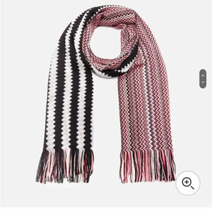 MISSONI Wool Fringed Blend chevron pattern Scarf
